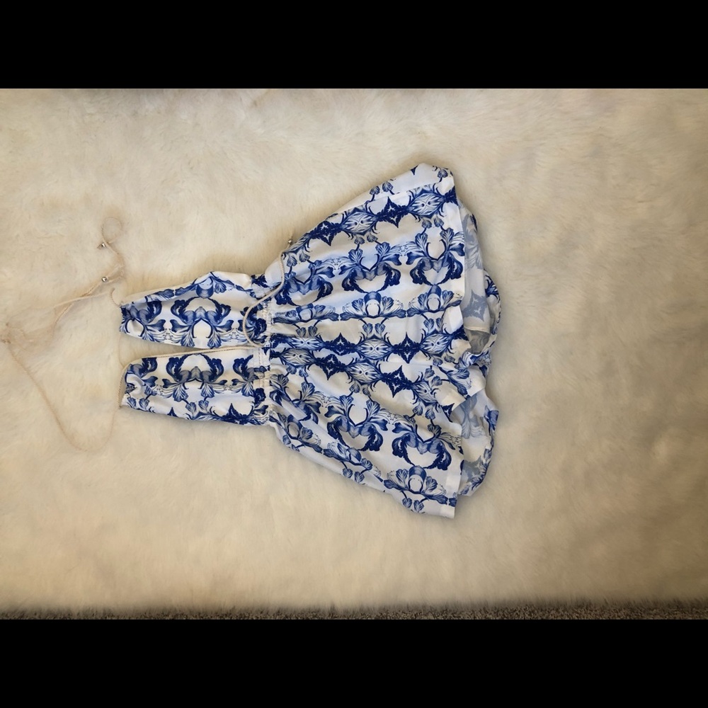 Blue and white romper